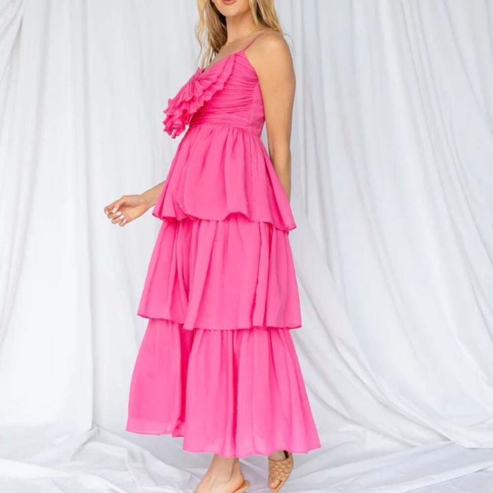Vestique Samantha Midi Dress Fuchsia Pink Large